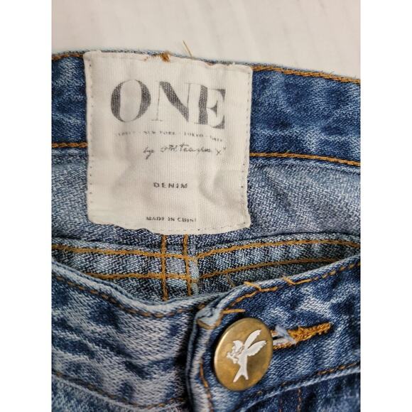 One Teaspoon Free Birds Jeans SZ 25 Trashed Womens Low Rise Tapered Ankle Zip - Picture 5 of 11